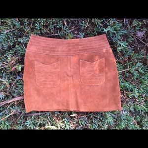 Suede mini skirt with detailed embroidered hem